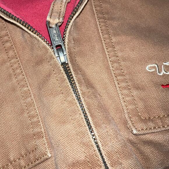 Vintage Walls Kids Hooded Canvas Jacket Brown Duck Work Coat Red Lining large - Picture 11 of 11